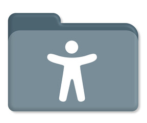 PNG image of a digital folder icon with accessibility symbol. Simple design for inclusive user interface, universal access, and accessible content management.