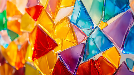 Vibrant Stained Glass Mosaic with Geometric Patterns