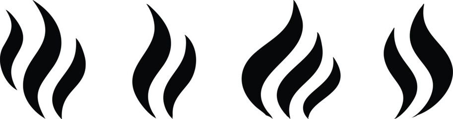 Steam Smoke flat icon set. Aroma smell symbol. Vector