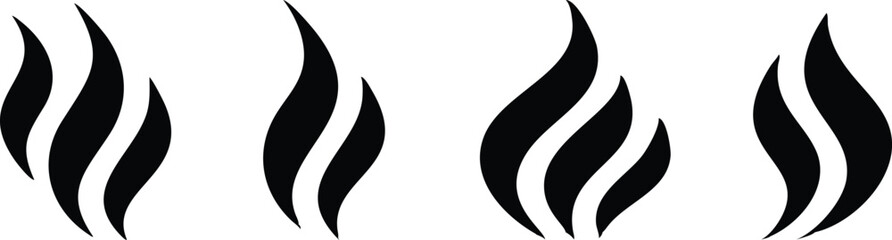 Steam Smoke flat icon set. Aroma smell symbol. Vector