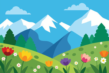 Naklejka premium summer landscape with mountains