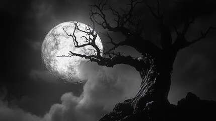 Dark Moonlit Tree