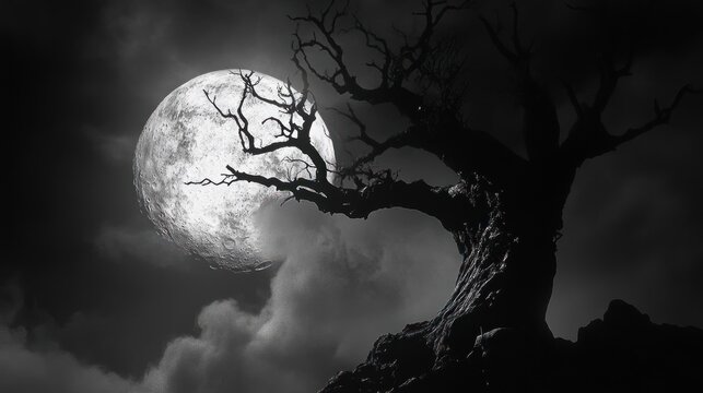 Dark Moonlit Tree