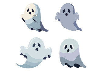 Obraz premium Ghost illustration with rounded edges and surprised expression, symbolizing stylized fear 