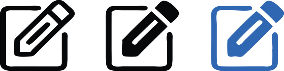 Edit icon set. Edit pencil symbol. Sign up button. Vector