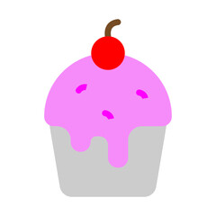 Birthday Cupcake Vector Flat Icon Design