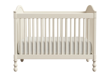 Crib design stands out on a transparent background ready for nursery decoration and furnishing ideas