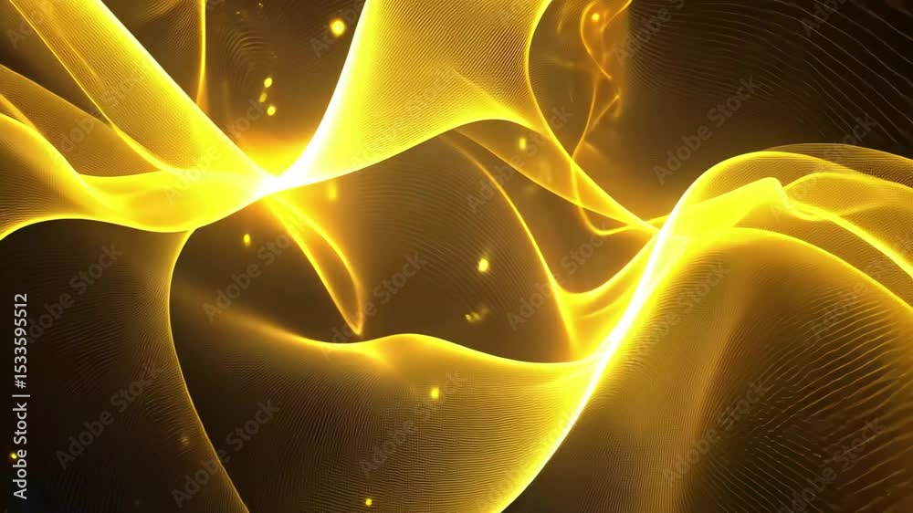 Poster golden light rays and particles create a radiant, swirling pattern in a digital space, golden light 