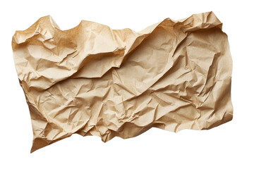 Obraz premium Crumpled brown paper isolated on a transparent background highlighting its texture and form for creative applications or artistic expressions