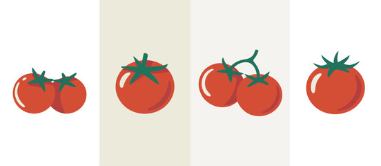 Simple Red Tomato Illustrations Set for Food Design