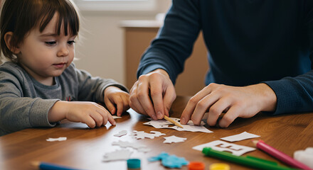 Toddler and parent crafting
