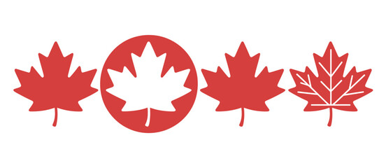 Canadian Maple Leaf Variations Red and White Design