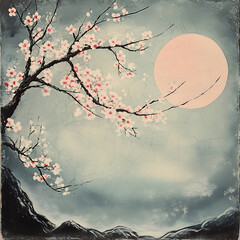 Seamless patterns of Chinese and Japanese traditional tile designs with elegant illustrations