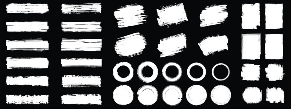 Set of hand painted chalk brushes. Grunge Brush Strokes Set. Straight line and circles vector brush strokes with chalkboard background can be used as art brushes. vector brushs 