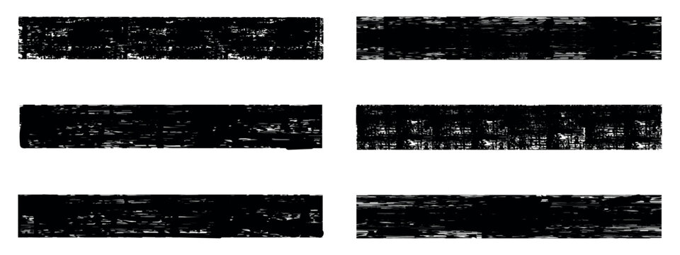Set of rectangle brush stroke. Rectangle brush shape drawn with charcoal ink can be used as art brushes. Vector grungy paint brush strokes collection. 