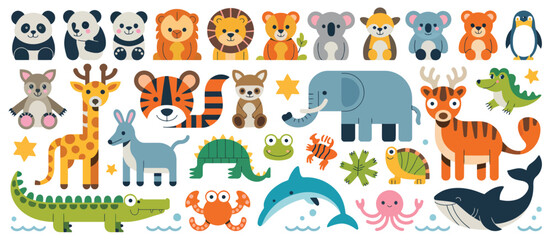 Cute Cartoon Animals Collection for Kids Illustrations