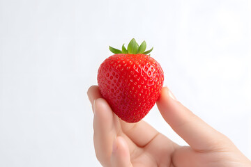 Obraz premium Close-up of a Strawberry Held by Hand