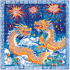 Obraz premium Seamless patterns of Chinese and Japanese traditional tile designs with elegant illustrations