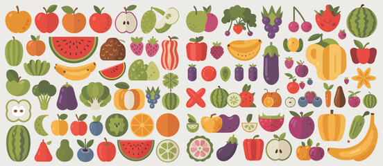 Colorful Flat Lay of Fresh Fruits and Vegetables