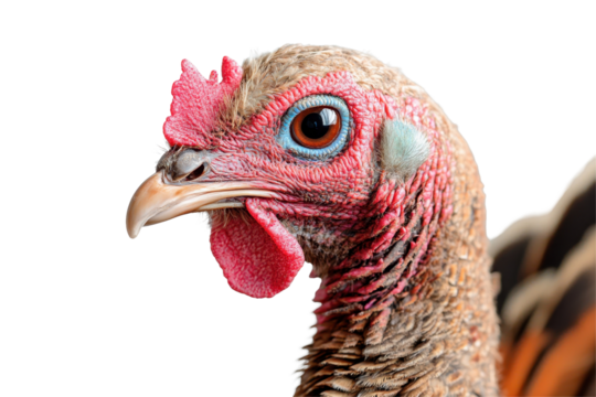 Cute turkey clip art bundle for Thanksgiving celebrations featuring a detailed close-up view of a turkey's head with vibrant colors and textures