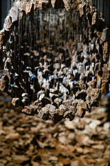 pebble-mobiles hanging in the art museum