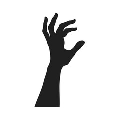 Fototapeta premium Silhouette of a zombie or monster hand reaching up.