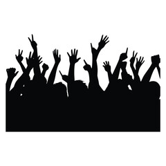 Silhouette of a lively crowd at a rock concert or party.