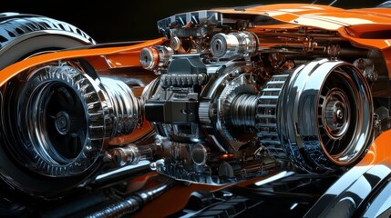 Detailed view of futuristic vehicle engine