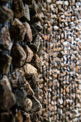 curtains composed of pebble-mobiles in the hall