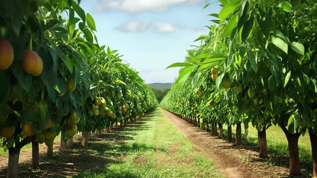 Mango trees thrive in rural Australia with abundant fruit production, Mango production in rural Australia Fruit trees plantation, Northern Territory