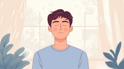 A Calm Person Meditating With Eyes Closed For Relaxation