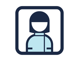 看護師ナースのシンプルな四角いカラーイラストアイコン