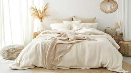 Minimalist bedroom with modern finishes, cozy bed linens, and balanced lighting creating a calm space