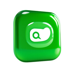 3D Green Icon with White Speech Bubble & Symbol  on Transparent Background