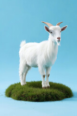 Obraz premium white goat on green grass