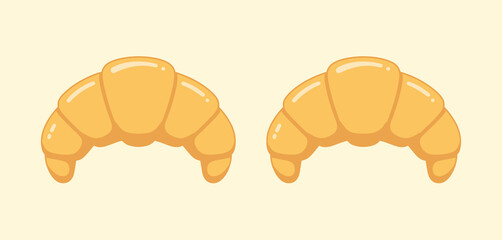 Two delicious golden croissants bakery illustration
