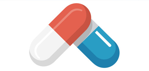 Two capsules medicine healthcare icon illustration