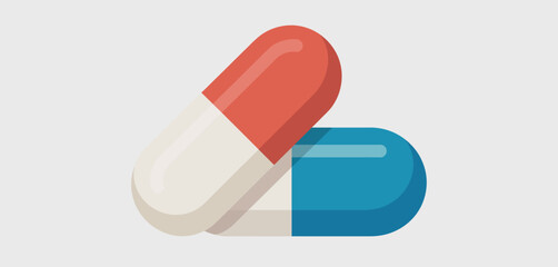 Two capsules red and blue medical pills illustration