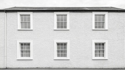 Minimalist monochrome photo of a repetitive triangular pattern on a building facade, creating a bold and striking geometric effect