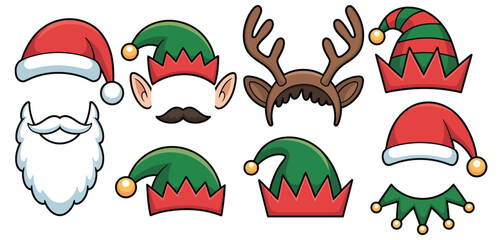 Christmas photo booth props elf santa reindeer