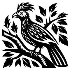 Obraz premium Alert Turaco Bird on Branch Illustration