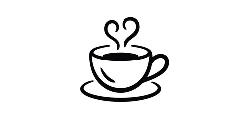 Simple black and white coffee cup illustration