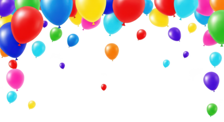 Colorful balloons falling against black background