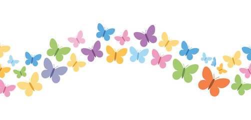 Colorful butterfly wave seamless pattern