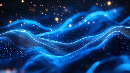 Abstract Digital Dot Line Particle Data Background.
