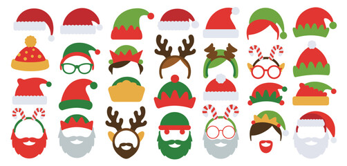 Christmas photo booth props flat design
