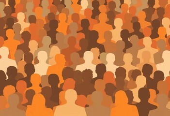 Densely packed silhouettes forming a crowd icon, vector social media illustration,  human silhouettes,  internet