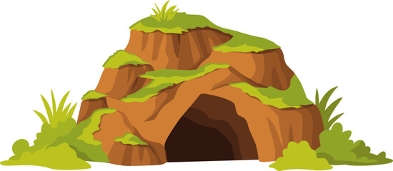 Cartoon Cave Surrounded by Greenery   © pande/visulaco