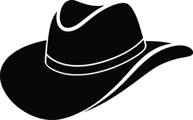 Cowboy hat silhouette, cowboy hat icon,  Cartoon cowboy hat silhouette vector illustration
