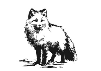 Arctic Fox hand drawn vector illustration